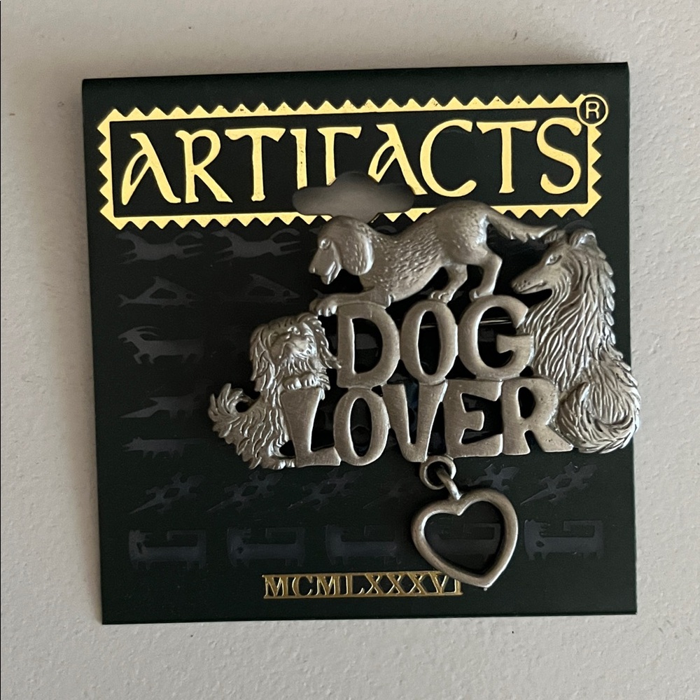 Silver Dog Lover Brooch